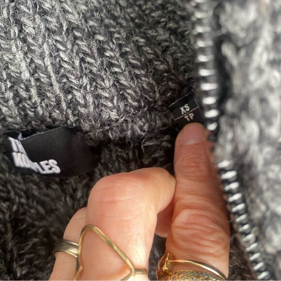 The Kooples Gray Zip Up Sweater with Cable Knit Design XS - Picture 6 of 11